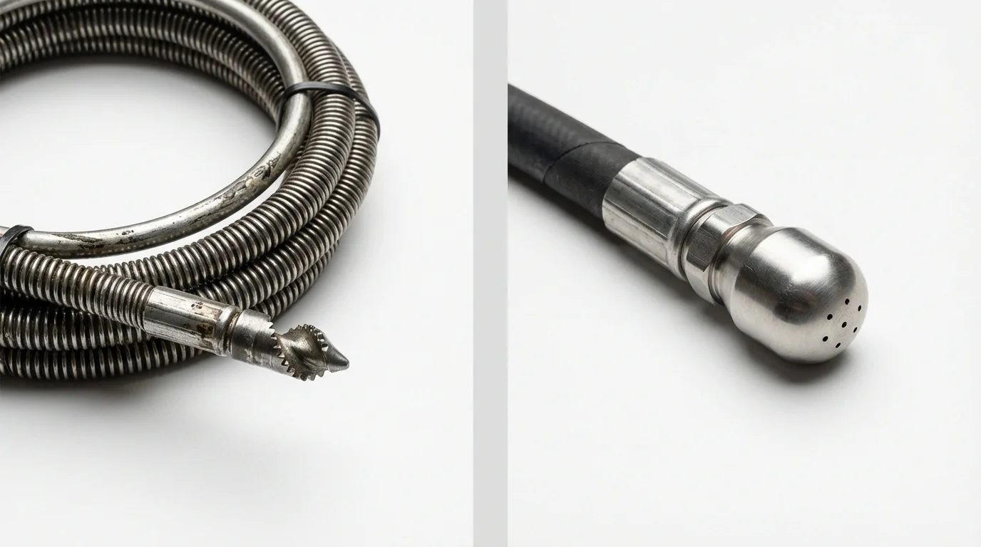 Drain snake cable and hydro jetting nozzle used for drain cleaning in Bolivar, TN
